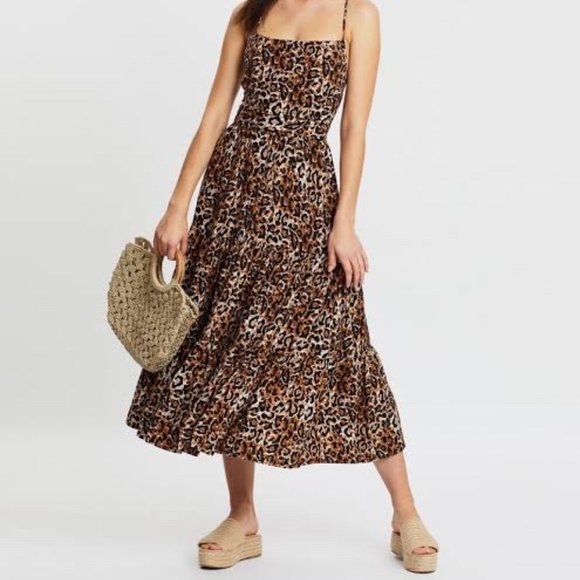 Tigerlily Dresses & Skirts - TIGERLILY Divya Leopard Print Crossover Back Tiered Midi Maxi Dress NWOT RRP$269